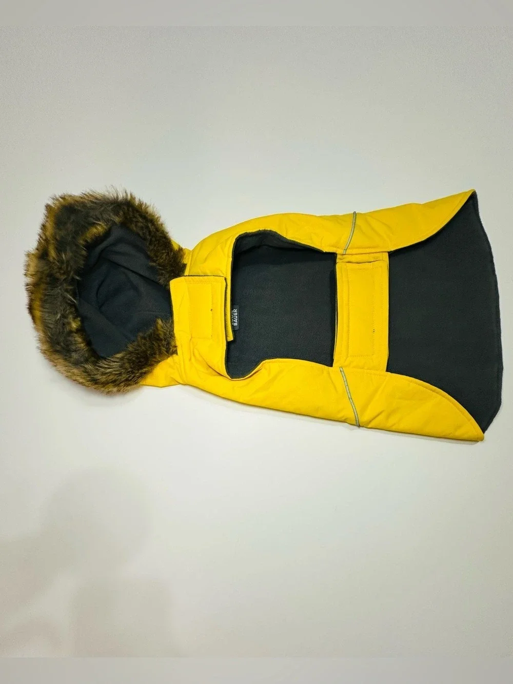 Eddie Bauer Pet Chinook Hooded Dog Parka Medium Yellow Fleece Lined Winter Coat
